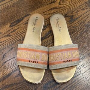 Christian Dior Beige and Orange Slides